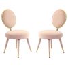 Cid 21 Inch Modern Glam Accent Chair, Round Backrest, Set of 2, Pink Velvet