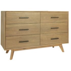 Cid Allie 53 Inch Modern Dresser, 6 Drawers, Solid Acacia, Walnut Brown