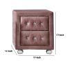 Rex 17 Inch Modern Upholstered Nightstand, 2 Drawer, Crystal Handles, Pink