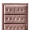 Rex 38 Inch Tall Upholstered Dresser Chest, 4 Drawer, Crystal Handles, Pink