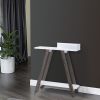 Baki 38 Inch Modern Wood Side Console Table, Corner Compartment, White