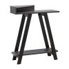 Baki 38 Inch Modern Wood Side Console Table, Corner Compartment, Black