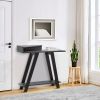 Baki 38 Inch Modern Wood Side Console Table, Corner Compartment, Black