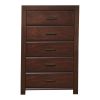 48 Inch Modern Tuscany Tall Dresser Chest, 5 Drawers, Metal Handles, Brown
