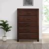 48 Inch Modern Tuscany Tall Dresser Chest, 5 Drawers, Metal Handles, Brown