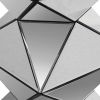 20 Inch Modern End Table, Square Mirror Top, Silver Geometric Pedestal Base