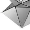 20 Inch Modern End Table, Square Mirror Top, Silver Geometric Pedestal Base