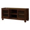 58 Inch Wood TV Entertainment Media Console, 2 Door, 2 Open Shelves, Walnut