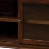 58 Inch Wood TV Entertainment Media Console, 2 Door, 2 Open Shelves, Walnut