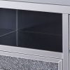 Noe 59 Inch Wood TV Entertainment Media Console, Faux Diamond Inlay, Silver