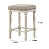24 Inch Counter Height Stool, Luxe Nailhead Trim, Set of 2, Antique White