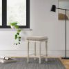24 Inch Counter Height Stool, Luxe Nailhead Trim, Set of 2, Antique White