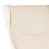 Arlo 33 Inch Accent Chair, Contoured Wingback, Beige Vegan Leather