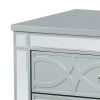 Gina 29 Inch Modern Glam Nightstand, Round Crystal Knobs, USB Ports, Silver