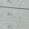 Gina 29 Inch Modern Glam Nightstand, Round Crystal Knobs, USB Ports, Silver