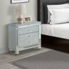 Gina 29 Inch Modern Glam Nightstand, Round Crystal Knobs, USB Ports, Silver