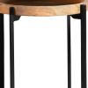 24 Inch Modern End Accent Table, Round Marble Shelf, Wood, White, Brown