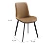 Eli 20 Inch Parson Style Dining Chair, Vegan Leather, Set of 2, Tan Brown
