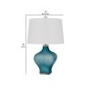 26 Inch Modern Accent Table Lamp, Unique Tapered Glass Base, Aqua Blue