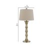 Noah 32 Inch Accent Table Lamp Set of 2, Turned Pedestal, Antique Brass