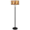 Eli 60 Inch Tiffany Style Floor Lamp, Glass Shade, Metal Base, Antique Bronze