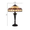 Xia 26 Inch Tiffany Style Vintage Table Lamp, Glass Shade, Antique Bronze