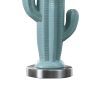 22 Inch Accent Table Lamp, Cactus Designed Body, Metal Base, Blue, White