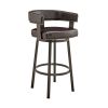 Jack 26 Inch Counter Height Bar Stool, Swivel Chair, Faux Leather, Brown