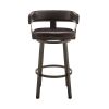 Jack 26 Inch Counter Height Bar Stool, Swivel Chair, Faux Leather, Brown