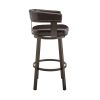 Jack 26 Inch Counter Height Bar Stool, Swivel Chair, Faux Leather, Brown