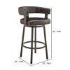 Jack 26 Inch Counter Height Bar Stool, Swivel Chair, Faux Leather, Brown