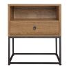 Mila 22 Inch Modern Wood Nightstand On Metal Base, Open Shelf, Light Brown