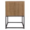 Mila 22 Inch Modern Wood Nightstand On Metal Base, Open Shelf, Light Brown