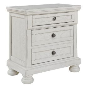 Julia 30 Inch Casual Nightstand, Wood, 2 Drawers, Pull Out Tray, White