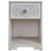 Nate 22 Inch Classic Nightstand, 1 Compartment, 1 Drawer, Antique White