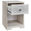 Nate 22 Inch Classic Nightstand, 1 Compartment, 1 Drawer, Antique White