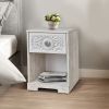 Nate 22 Inch Classic Nightstand, 1 Compartment, 1 Drawer, Antique White