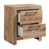 Amy 24 Inch Modern Wood Nightstand, 2 Drawers, 2 USB Ports, Natural Brown