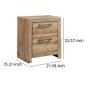 Amy 24 Inch Modern Wood Nightstand, 2 Drawers, 2 USB Ports, Natural Brown