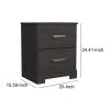 Wren 24 Inch Modern Rustic Wood Nightstand, 2 Drawers, Oak Grain, Black