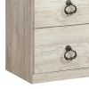 60 Inch Rustic TV Media Entertainment Console, Round Handles, Wood, White