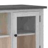 60 Inch TV Entertainment Console, 2 Glass Doors, Farmhouse, White, Gray