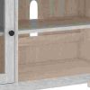 60 Inch TV Entertainment Console, 2 Glass Doors, Farmhouse, White, Gray