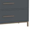 Max 36 Inch 3 Drawer Small Dresser Chest, Brass Metal Frame, Slate Gray