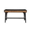 Eli 52 Inch 3 Drawer Home Office Desk, Mahogany Wood, Black, Brown