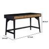 Eli 52 Inch 3 Drawer Home Office Desk, Mahogany Wood, Black, Brown