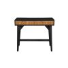 Eli 36 Inch 2 Drawer Home Office Desk, Mahogany Wood, Black, Brown