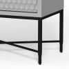 Rexi 26 Inch 2 Drawer Nightstand, Honeycomb, Mahogany, Light Gray, Black