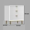 Beth 34 Inch 3 Drawer Small Dresser Chest, Mahogany Wood, White, Gold