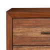 Paul 35 Inch Small Dresser Chest, 3 Drawers, Metal Bar Handles, Warm Brown